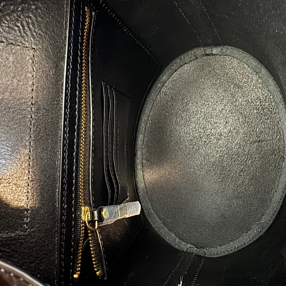 Banana Republic Black Leather Bucket Crossbody with Gold Ring - Picture 5 of 7